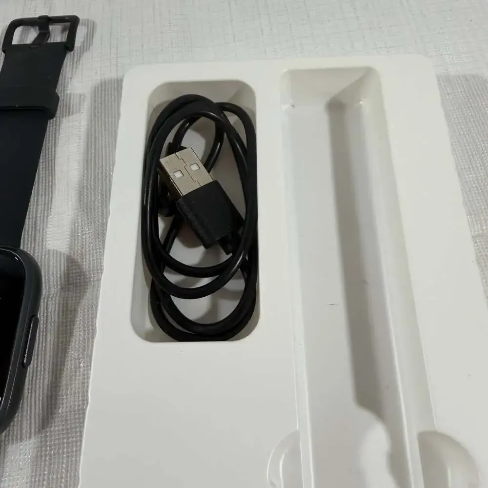 Smart Watch Fitness Tracker with Black Silicone Band